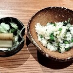 食堂うゆき - 菜花と白魚天ぷらの炊き込みご飯
