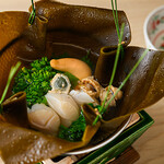 日本橋水天宮 七灯舎 - 菜花と帆立の昆布鍋