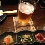 Shinsui Chikyuu Hachi Hachi Ezubai Raku - お通しとビール