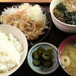美野里パーキングエリア（下り線）フードコート - 生姜焼き定食(蕎麦付)