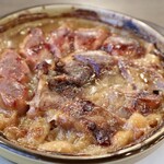 Pork tongue confit and Romania sausage cassoulet