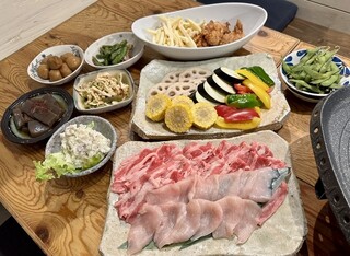 h Obanzai Sakaba Niiyama - ２種のお肉の焼きしゃぶコース