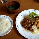 BuBu - 料理写真:海老フライと焼肉　ランチ