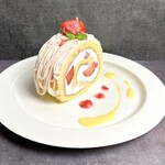Sakura and strawberry roll cake