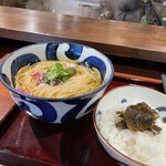 拳ラーメン - 羅臼昆布かけそば（冷）ご飯セット