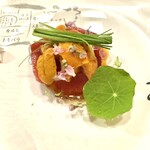 あ吽 - 本マグロと馬糞雲丹のユッケ仕立て