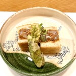 あ吽 - 和牛サーロインカツサンド   タラの芽の天ぷら