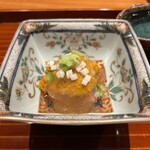 日本料理 別府 廣門 - 車海老味噌だれ煮凝り・紫雲丹