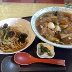 Sairai Tei - 五目あんかけラーメン＋お得な平日ミニ丼ランチ（木曜日、半豚肉細切りかけご飯） 935円＋275円