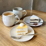 AUN COFFEE - レモンのチーズケーキ、ティラミス、カフェラテ ( HOT )、東ティモール 深煎り♡