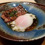 Ginza Chikamitsu - 和牛サーロインの焼きすき焼き　〜春菊と温泉卵〜﻿