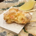 酒亭 田中 - お通し3品(ホワイトアスパラの天ぷら・海老真丈)