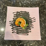 鉄板焼 花 - 海老とブロッコリーのイカ墨マヨネーズ。美味し。