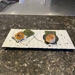 鉄板焼 花 - 焼きうにとホタテ磯辺焼き。美味し。