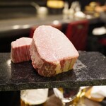 Teppan Sekine - 本日のステーキは群馬県産上州かとう牛 綺麗な上質のサシが抜群に入ります。