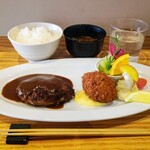 TSUMUGI Kitchen - ハンバーグステーキ＆カニクリームコロッケランチ1680円