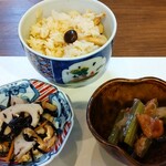 蕎麦 高しま - 帆立の炊き込みご飯と小鉢