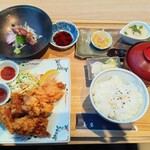 鳥安 - 鶏竜田御膳1210円（ソフトドリンク付き）
