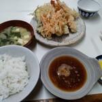 天ぷら定食ふじしま - 海老天付き天ぷら定食　ご飯小　910円