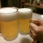 平良久亭 - 生ビールでカンパ～イ♪