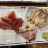 瑠玖＆魚平 - 刺身３点盛（ホッキ貝、ソイ、マグロ）