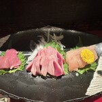 とり焼き 鶏料理 かしわ - 3種盛り(心、ズリ、たたき)