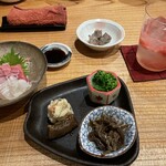 京Apollo食堂 - 砂肝のコンフィ、おばんざい、お刺身