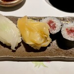 五色 - 握り寿司(ウマズラハギ,青柳,鉄火巻)