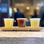 MIYAJIMA BREWERY 1F ビアスタンド - ◆ 飲み比べ 1,000円/税込
            (宮島WEIZEN、広島RED ALE、瀬戸田GREENLEMON ALE)