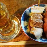 宇ち多゛ - 梅割り甘め　と　アブラ少ないのとレバボイル一本ずつお酢　です