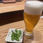 Unagika Shibafukuya - 生ビールには枝豆付き