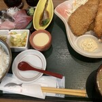 魚がし食堂 - お刺身とミックスフライ定食