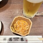 Kuramoto Izakaya Seiryuu - お通しの中華クラゲの春雨合え、美味しかった…
                        こーいうのでいいんだよ