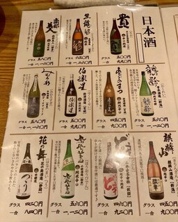 h Nakamenoteppen - 日本酒メニュー