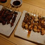 やきとり山平 - 皮つきとモツ