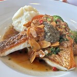 花・ふらんす食堂やまもと - 定食：真鯛のソテー(\1,780)　A.アーモンド入り、シェリーヴィネガー風味の焦がしバターソース