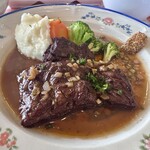 花・ふらんす食堂やまもと - 定食：牛ハラミ肉のステーキ、エシャロットソース(\2,000)