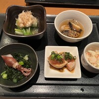 心づくし　いなせ - 湯葉とセリ、鮑つぶ貝、ホタルイカとアオサ、あん肝、ズワイガニ