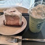 スターバックスコーヒー - さくらシフォンケーキと抹茶クリームフラペチーノ！