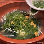 千陽 - バフン海胆と早掘り筍と和布蕪の温麺