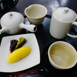 Dobashien - すいーとぽてと・羊羹(小豆・抹茶)の煎茶セット
