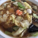 ポン友飯店 - 広東麺（五目ソバ）デリバリー 750円♪ お腹いっぱいです^_^
