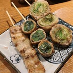 はかた野菜巻き串 きばくもん - レタス巻き、ネギ巻き、豚バラ