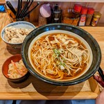 長命うどん - きそ中、豚肉、天かすトッピング！