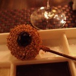 ワインと串揚げ こぱん - 生麩の彩りぶぶあられ。
      