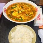 辛麺屋 桝元 - カレ麺レディース5辛を中華麺でライスも