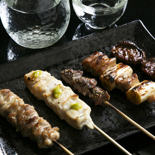 Extravagant and exquisite Yakitori (grilled chicken skewers). Limited assortment of rare cuts also available