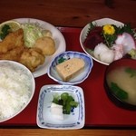 海鮮・話食処 しん - 海鮮ミックスフライ＋おまかせ刺身盛り合わせ