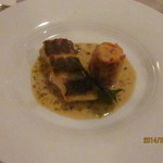 レストラン　ミュゼ - 鮮魚のポアレと帆立貝のムースのグラタン　粒マスタードのムース