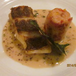 レストラン　ミュゼ - 鮮魚のポアレと帆立貝のムースのグラタン　粒マスタードのムース　アップ！